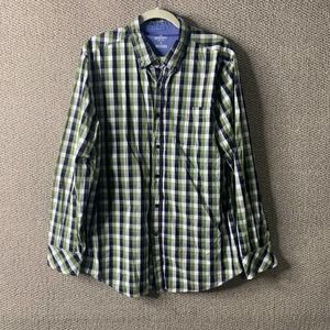 Sperry Mens Shirt‎ XL Blue Green Plaid Long Sleeves Button Down Pocket Casual